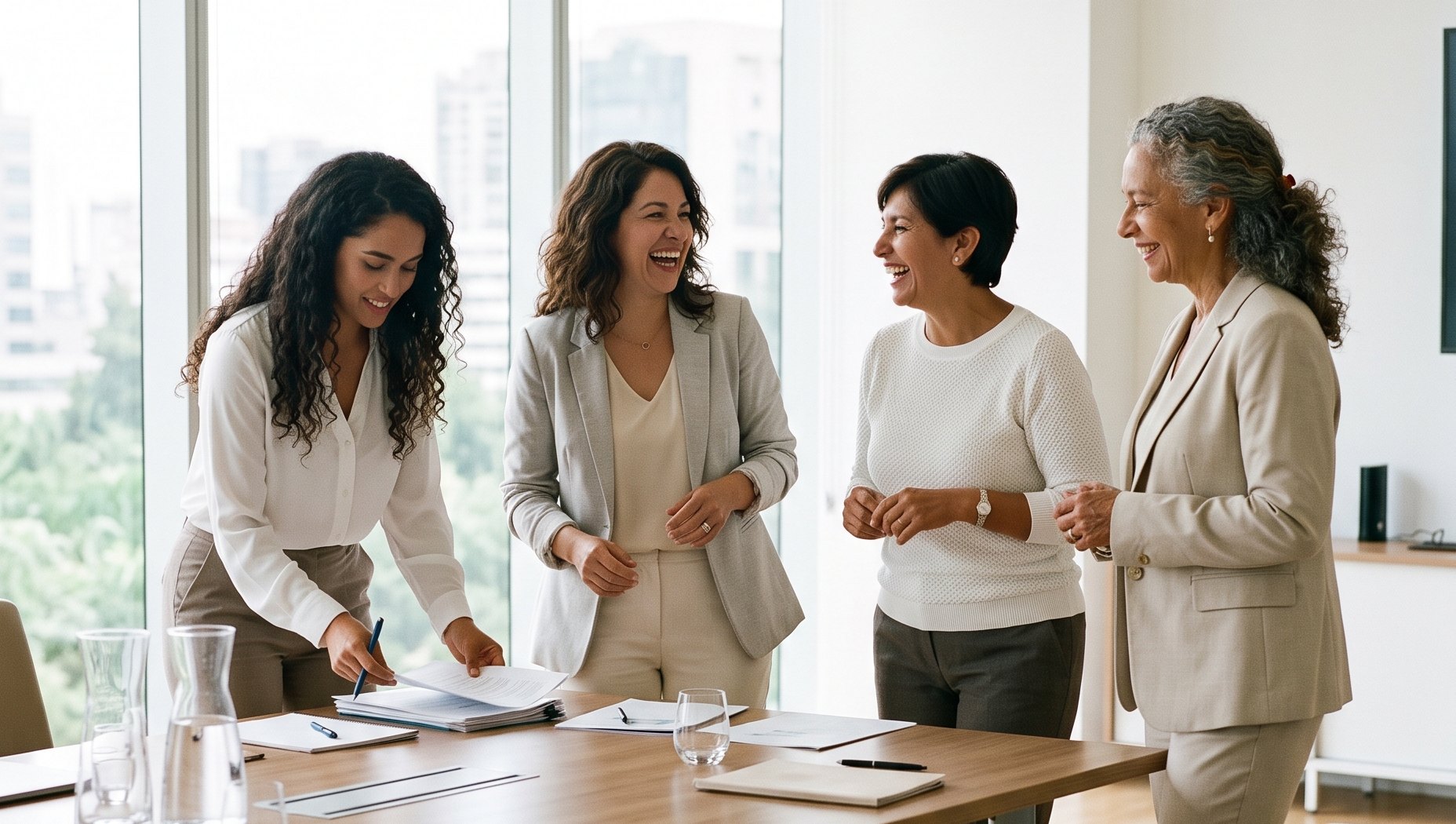 Reunión de trabajo entre empresarias y su abogada